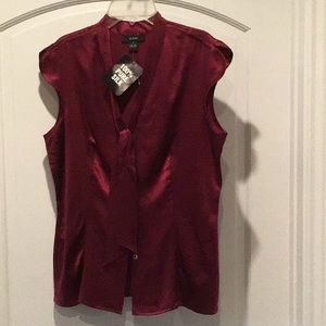 Alfani berry color pure silk blouse.